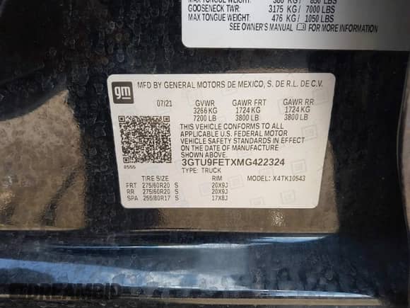 2021 GMC Sierra 1500 Denali z VIN 3GTU9FETXMG422324, wystawiony jako IAAI lot #43121547 z przebiegiem 55 757 mil mil oraz . Historia ofert i sprzedaży dostępna na DreamBid. Obrazek 9.