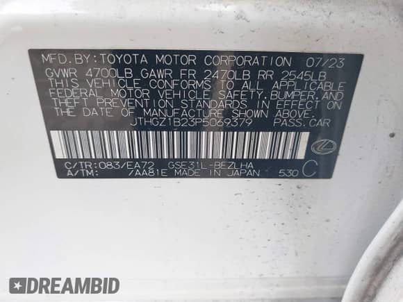 2023 Lexus IS 350 F Sport z VIN JTHGZ1B23P5069379, wystawiony jako IAAI lot #41810913 z przebiegiem 24 529 mil mil oraz . Historia ofert i sprzedaży dostępna na DreamBid. Obrazek 9.