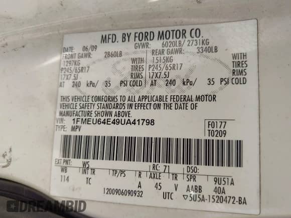 2009 Ford Explorer Eddie Bauer с VIN 1FMEU64E49UA41798, выставлен на аукционе IAAI как лот 42029701 с пробегом 246 417 миль миль и . История ставок и продаж доступна на DreamBid. Изображение 9.