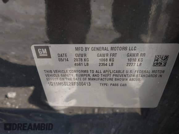 2014 Chevrolet Malibu LTZ with VIN 1G11H5SL2EF300413, listed as a IAAI auction lot 43411797 with 217,978 mi miles and . Bid and sale history available at DreamBid. Image 9.