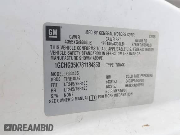 2008 Chevrolet City Express Cargo с VIN 1GCHG35K781184353, выставлен на аукционе IAAI как лот 43075467 с пробегом 305 080 миль миль и . История ставок и продаж доступна на DreamBid. Изображение 9.