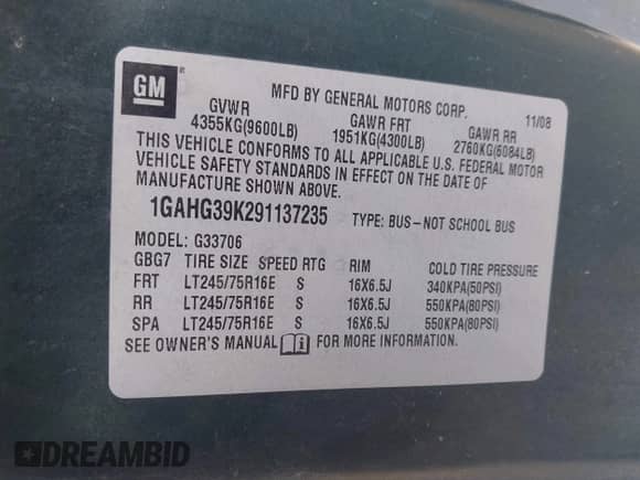 2009 Chevrolet Express Passenger с VIN 1GAHG39K291137235, выставлен на аукционе IAAI как лот 42418541 с пробегом 234 400 миль миль и . История ставок и продаж доступна на DreamBid. Изображение 9.