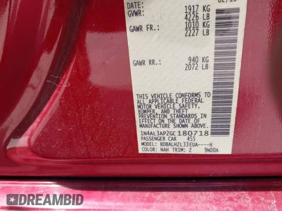 2016 Nissan Altima SL с VIN 1N4AL3AP2GC180718, выставлен на аукционе IAAI как лот 42615852 с пробегом 138 910 миль миль и . История ставок и продаж доступна на DreamBid. Изображение 9.