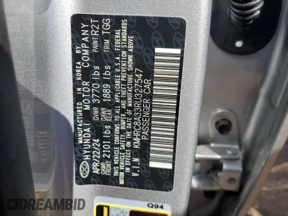 2024 Hyundai Venue SEL z VIN KMHRC8A33RU327547, wystawiony jako Copart lot #71058094 z przebiegiem 1 660 mil mil oraz Szkoda całkowita • Salvage title. Historia ofert i sprzedaży dostępna na DreamBid. Obrazek 14.