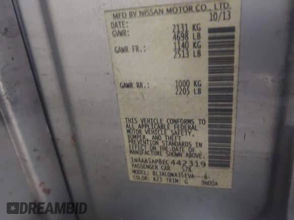 2014 Nissan Maxima S z VIN 1N4AA5AP8EC442319, wystawiony jako IAAI lot #42947282 z przebiegiem 116 708 mil mil oraz . Historia ofert i sprzedaży dostępna na DreamBid. Obrazek 9.