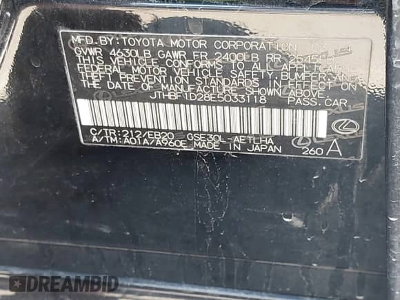 2014 Lexus IS 250 с VIN JTHBF1D28E5033118, выставлен на аукционе IAAI как лот 42941500 с пробегом 136 054 миль миль и . История ставок и продаж доступна на DreamBid. Изображение 9.