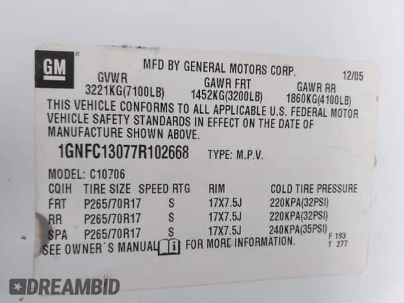 2007 Chevrolet Tahoe LT с VIN 1GNFC13077R102668, выставлен на аукционе IAAI как лот 43131778 с пробегом 230 673 миль миль и . История ставок и продаж доступна на DreamBid. Изображение 9.