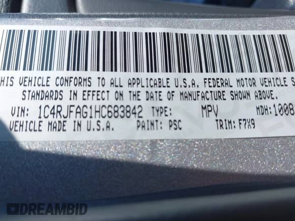 2017 Jeep Grand Cherokee Altitude with VIN 1C4RJFAG1HC683842, listed as a IAAI auction lot 43242272 with 149,432 mi miles and . Bid and sale history available at DreamBid. Image 9.