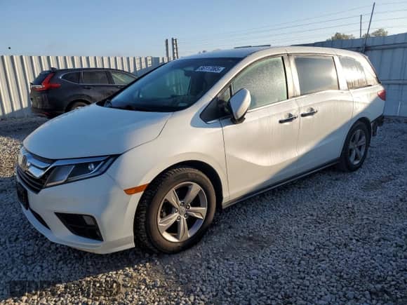 2018 Honda Odyssey EX with VIN 5FNRL6H57JB044727, listed as a Copart auction lot 86117065 with 112,962 mi miles and Salvage title. Bid and sale history available at DreamBid. Image 1.