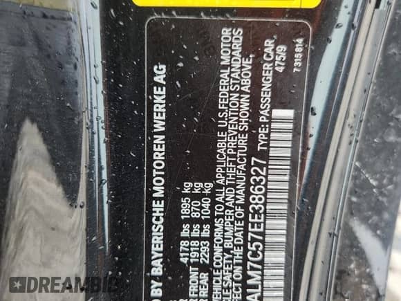 2014 BMW Z4 sDrive35i with VIN WBALM7C57EE386327, listed as a Copart auction lot 63266335 with Not provided miles and Salvage title. Bid and sale history available at DreamBid. Image 13.