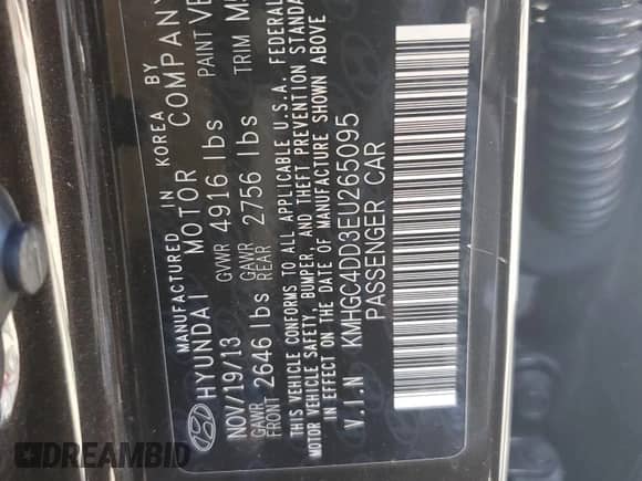 2014 Hyundai Genesis 3.8L z VIN KMHGC4DD3EU265095, wystawiony jako Copart lot #70248004 z przebiegiem 120 669 mil mil oraz Czysty tytuł • Clean title. Historia ofert i sprzedaży dostępna na DreamBid. Obrazek 13.