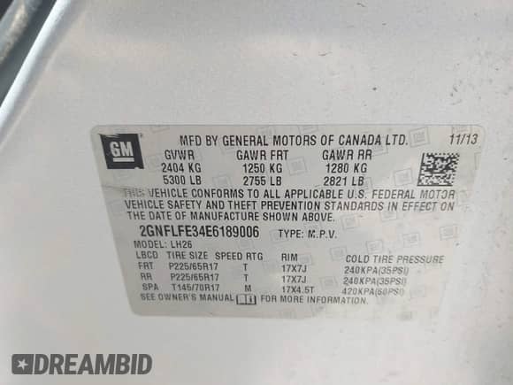2014 Chevrolet Equinox LT с VIN 2GNFLFE34E6189006, выставлен на аукционе IAAI как лот 42941769 с пробегом 124 938 миль миль и . История ставок и продаж доступна на DreamBid. Изображение 9.