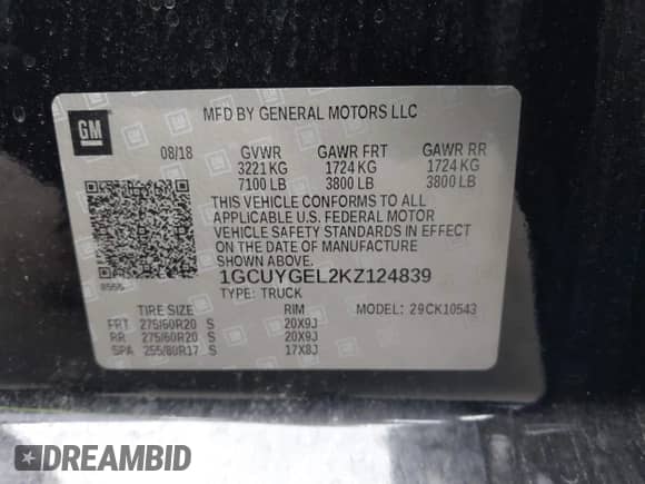 2019 Chevrolet Silverado 1500 LTZ z VIN 1GCUYGEL2KZ124839, wystawiony jako IAAI lot #42408653 z przebiegiem 78 672 mil mil oraz . Historia ofert i sprzedaży dostępna na DreamBid. Obrazek 9.