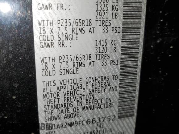 2015 Nissan Pathfinder Platinum with VIN 5N1AR2MM9FC663752, listed as a Copart auction lot 84226195 with 134,798 mi miles and Salvage title. Bid and sale history available at DreamBid. Image 13.