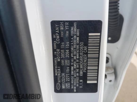 2024 Hyundai Elantra SEL z VIN KMHLM4DG4RU820650, wystawiony jako Copart lot #90526315 z przebiegiem 26 598 mil mil oraz Czysty tytuł • Clean title. Historia ofert i sprzedaży dostępna na DreamBid. Obrazek 13.