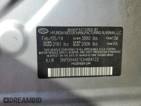 2014 Hyundai Elantra Limited с VIN 5NPDH4AE1EH484122, выставлен на аукционе Copart как лот 81844155 с пробегом 93 172 миль миль и Списание • Salvage title. История ставок и продаж доступна на DreamBid. Изображение 13.