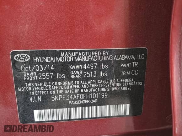 2015 Hyundai Sonata Sport z VIN 5NPE34AF0FH101199, wystawiony jako Copart lot #81030125 z przebiegiem 106 072 mil mil oraz Szkoda całkowita • Salvage title. Historia ofert i sprzedaży dostępna na DreamBid. Obrazek 13.