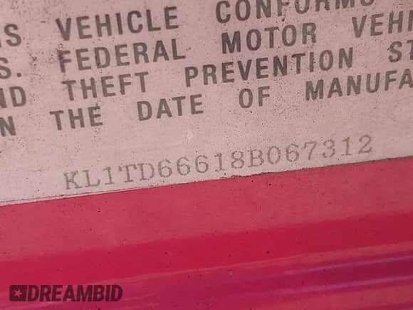 2008 Chevrolet Aveo LS с VIN KL1TD66618B067312, выставлен на аукционе IAAI как лот 43040899 с пробегом Не указан миль и . История ставок и продаж доступна на DreamBid. Изображение 9.