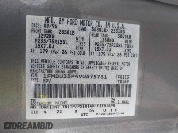 1997 Ford Explorer XLT с VIN 1FMDU35P4VUA75731, выставлен на аукционе IAAI как лот 41718234 с пробегом 194 358 миль миль и . История ставок и продаж доступна на DreamBid. Изображение 9.