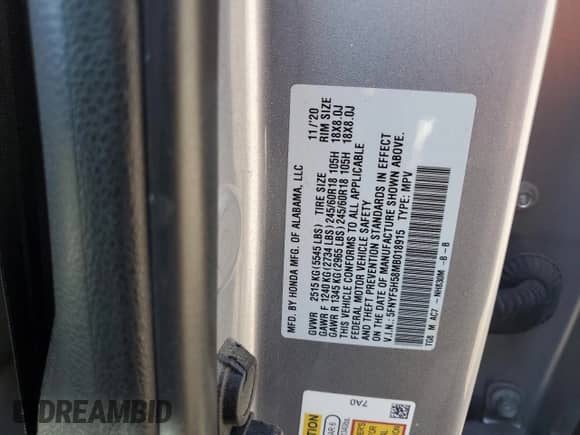 2021 Honda Pilot EX-L with VIN 5FNYF5H58MB018915, listed as a Copart auction lot 63970525 with 109,935 mi miles and Salvage title. Bid and sale history available at DreamBid. Image 13.
