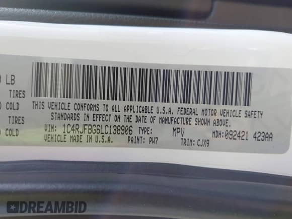 2020 Jeep Grand Cherokee Limited X with VIN 1C4RJFBG6LC138906, listed as a IAAI auction lot 42458169 with 57,349 mi miles and . Bid and sale history available at DreamBid. Image 9.