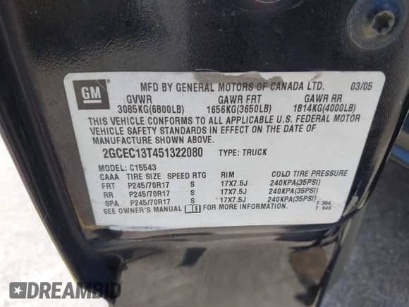 2005 Chevrolet Silverado 1500 LS z VIN 2GCEC13T451322080, wystawiony jako IAAI lot #43125281 z przebiegiem 205 678 mil mil oraz . Historia ofert i sprzedaży dostępna na DreamBid. Obrazek 9.
