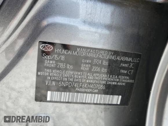 2019 Hyundai Elantra SE с VIN 5NPD74LF6KH407086, выставлен на аукционе Copart как лот 83792375 с пробегом 142 604 миль миль и Списание • Salvage title. История ставок и продаж доступна на DreamBid. Изображение 12.