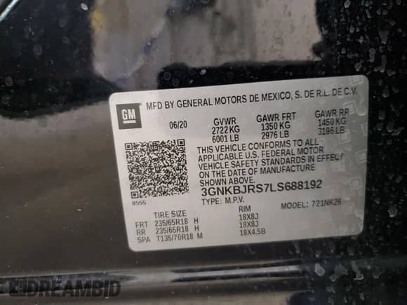 2020 Chevrolet Blazer LT с VIN 3GNKBJRS7LS688192, выставлен на аукционе Copart как лот 65463385 с пробегом 6 440 миль миль и Списание • Salvage title. История ставок и продаж доступна на DreamBid. Изображение 13.