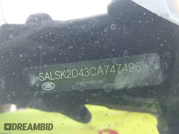 2012 Land Rover Range Rover Sport HSE Lux with VIN SALSK2D43CA747496, listed as a IAAI auction lot 42892870 with 174,583 mi miles and . Bid and sale history available at DreamBid. Image 17.