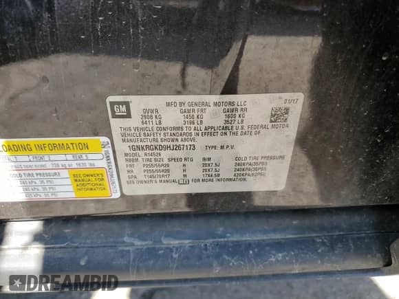 2017 Chevrolet Traverse LT с VIN 1GNKRGKD9HJ267173, выставлен на аукционе Copart как лот 71542405 с пробегом 83 097 миль миль и Чистый • Clean title. История ставок и продаж доступна на DreamBid. Изображение 13.