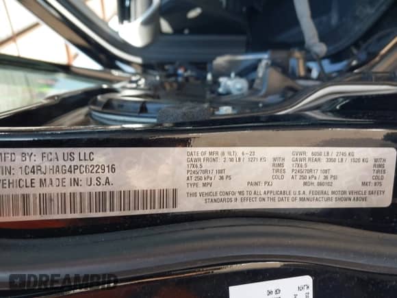 2023 Jeep Grand Cherokee Laredo with VIN 1C4RJHAG4PC622916, listed as a IAAI auction lot 43332143 with 50,224 mi miles and . Bid and sale history available at DreamBid. Image 9.