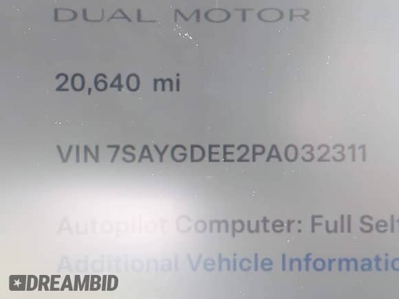2023 Tesla Model Y Long Range с VIN 7SAYGDEE2PA032311, выставлен на аукционе IAAI как лот 42720695 с пробегом 20 640 миль миль и . История ставок и продаж доступна на DreamBid. Изображение 9.