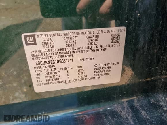 2016 Chevrolet Silverado 1500 Work Truck с VIN 3GCUKNEC1GG361741, выставлен на аукционе Copart как лот 57141775 с пробегом 222 071 миль миль и Чистый • Clean title. История ставок и продаж доступна на DreamBid. Изображение 12.