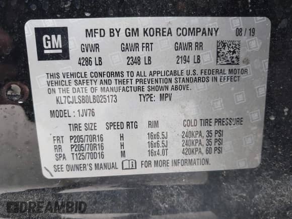 2020 Chevrolet Trax LT с VIN KL7CJLSB0LB025173, выставлен на аукционе IAAI как лот 42720597 с пробегом 83 993 миль миль и . История ставок и продаж доступна на DreamBid. Изображение 9.