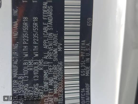 2018 Toyota Sienna LE z VIN 5TDJZ3DC0JS209656, wystawiony jako Copart lot #45053565 z przebiegiem 90 516 mil mil oraz Szkoda całkowita • Salvage title. Historia ofert i sprzedaży dostępna na DreamBid. Obrazek 16.