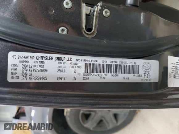 2015 Ram 1500 Big Horn с VIN 1C6RR7TM2FS524596, выставлен на аукционе Copart как лот 67225215 с пробегом 129 574 миль миль и Чистый • Clean title. История ставок и продаж доступна на DreamBid. Изображение 12.