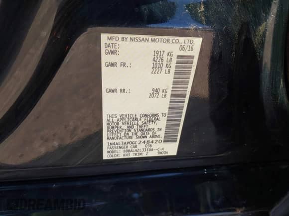 2016 Nissan Altima SL с VIN 1N4AL3AP0GC248420, выставлен на аукционе IAAI как лот 42589904 с пробегом 152 908 миль миль и . История ставок и продаж доступна на DreamBid. Изображение 9.