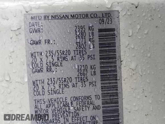 2024 Nissan Murano SV with VIN 5N1AZ2BS8RC102836, listed as a Copart auction lot 63328405 with 9,600 mi miles and Salvage title. Bid and sale history available at DreamBid. Image 13.