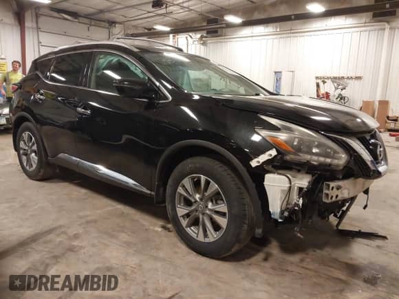 2018 Nissan Murano SV z VIN 5N1AZ2MG7JN175827, wystawiony jako IAAI lot #41764645 z przebiegiem 62 887 mil mil oraz . Historia ofert i sprzedaży dostępna na DreamBid. Obrazek 1.