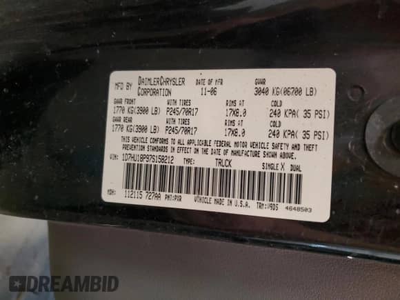2007 Dodge 1500 SLT с VIN 1D7HU18P97S158212, выставлен на аукционе Copart как лот 80717225 с пробегом 211 077 миль миль и Чистый • Clean title. История ставок и продаж доступна на DreamBid. Изображение 12.