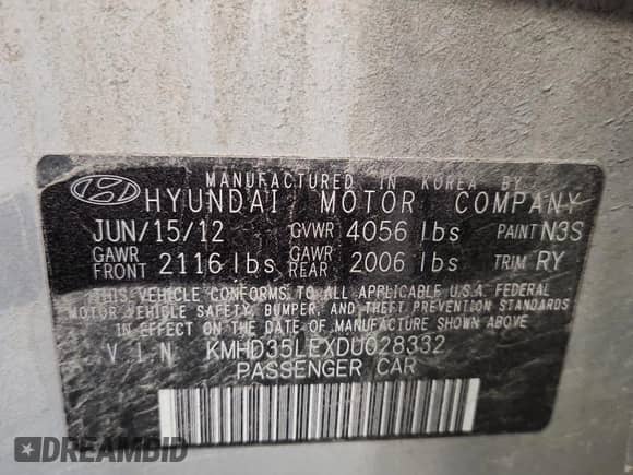 2013 Hyundai Elantra с VIN KMHD35LEXDU028332, выставлен на аукционе Copart как лот 71561655 с пробегом 124 025 миль миль и Чистый • Clean title. История ставок и продаж доступна на DreamBid. Изображение 12.