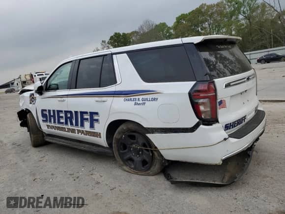 2022 Chevrolet Tahoe Commercial with VIN 1GNSCLED9NR160420, listed as a Copart auction lot 46946784 with 38,697 mi miles and Salvage title. Bid and sale history available at DreamBid. Image 2.