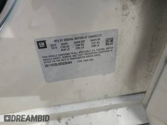 2014 Chevrolet Impala LS with VIN 2G11X5SL0E9226484, listed as a Copart auction lot 84945365 with 200,086 mi miles and Clean title. Bid and sale history available at DreamBid. Image 12.