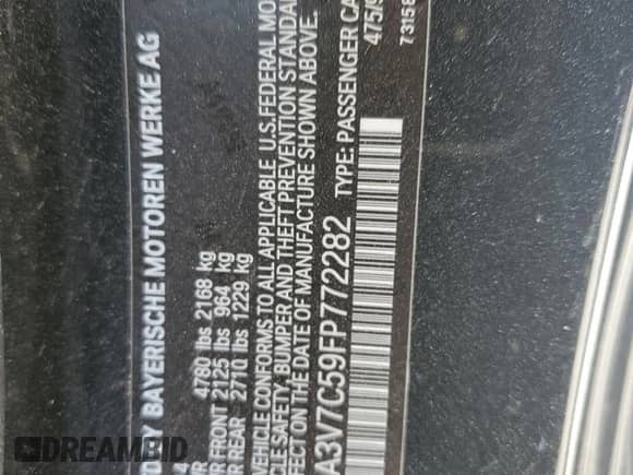 2015 BMW 4 Series 428i с VIN WBA3V7C59FP772282, выставлен на аукционе Copart как лот 57065255 с пробегом 97 378 миль миль и Списание • Salvage title. История ставок и продаж доступна на DreamBid. Изображение 13.