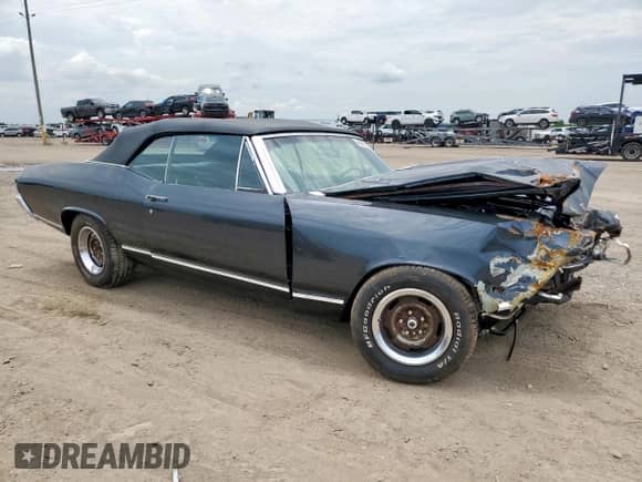 1968 Chevrolet Chevelle with VIN 138678K195363, listed as a Copart auction lot 66867055 with 91,000 mi miles and Salvage title. Bid and sale history available at DreamBid. Image 4.