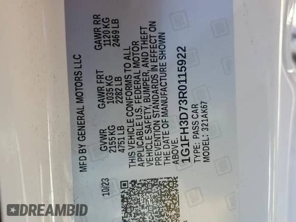 2024 Chevrolet Camaro 2SS z VIN 1G1FH3D73R0115922, wystawiony jako Copart lot #75877344 z przebiegiem 4 734 mil mil oraz Szkoda całkowita • Salvage title. Historia ofert i sprzedaży dostępna na DreamBid. Obrazek 12.