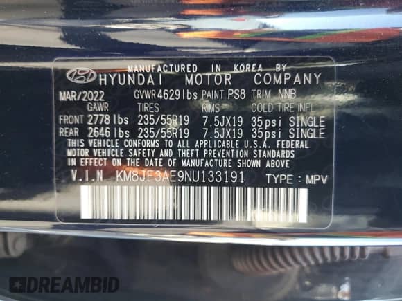 2022 Hyundai Tucson Limited z VIN KM8JE3AE9NU133191, wystawiony jako Copart lot #82132785 z przebiegiem 22 423 mil mil oraz Szkoda całkowita • Salvage title. Historia ofert i sprzedaży dostępna na DreamBid. Obrazek 12.