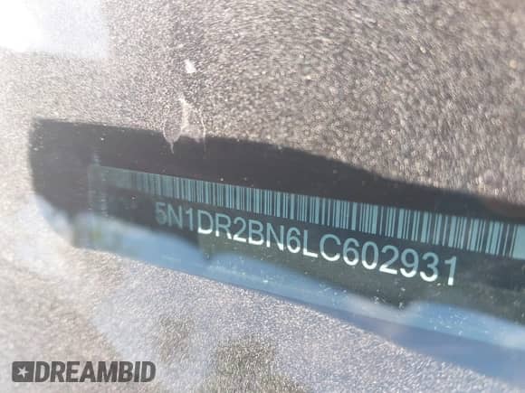 2020 Nissan Pathfinder SV with VIN 5N1DR2BN6LC602931, listed as a IAAI auction lot 42626183 with 103,825 mi miles and . Bid and sale history available at DreamBid. Image 9.