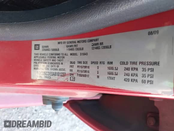 2010 Chevrolet Colorado 1LT z VIN 1GCDSCDE0A8101237, wystawiony jako IAAI lot #43024064 z przebiegiem 272 848 mil mil oraz . Historia ofert i sprzedaży dostępna na DreamBid. Obrazek 9.