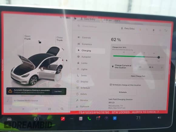 2023 Tesla Model Y Long Range with VIN 7SAYGDEE6PA078790, listed as a IAAI auction lot 43261075 with 20,370 mi miles and . Bid and sale history available at DreamBid. Image 18.